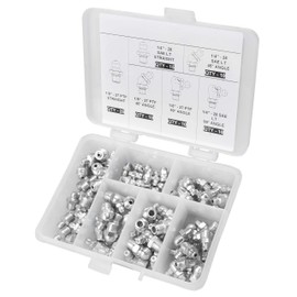 PROLUBE 80-Piece SAE Grease Fitting Kit | 6,000 PSI | Includes 1/8”-27 & ¼”-27 Sizes (Straight, 45° and 90°)- #43972