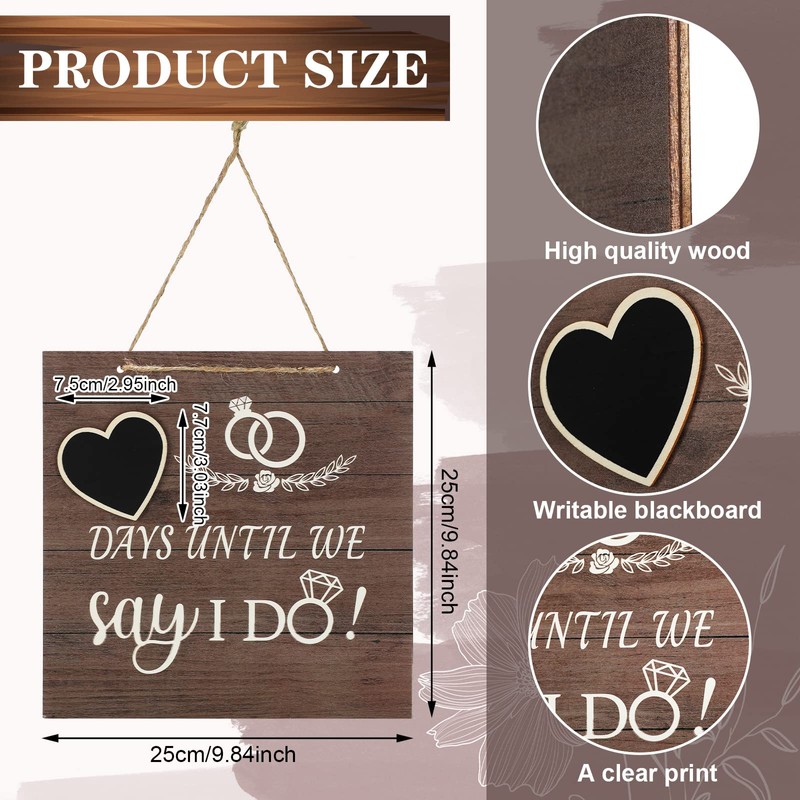 Mepase Wedding Countdown Engagement Gift Chalkboard Sign for Couples Wooden