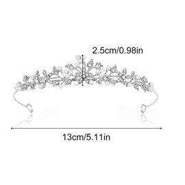 Elegant Flower Rhinestone & Pearl Crown Headband - Bridal Wedding Tiara for Women, for Bride, Flower Girl, Party - Luxurious Rhinestone & Pearl Design for Special Occasions