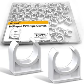Mrosnail 70 Pcs U-Shaped PVC Pipe Clamps, 25mm White Clips for 1" Water Pipes, Durable Support & Easy Installation