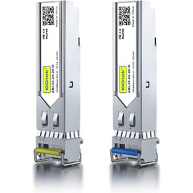 a Pair of 1.25G SFP Bidi Transceiver 1000Base-BIDI, 1550nm/1310nm SMF, up to 20 km, for Cisco, Ubiquiti UniFi UF-SM-1G-S, Mikrotik, D-Link, Supermicro, Netgear and More