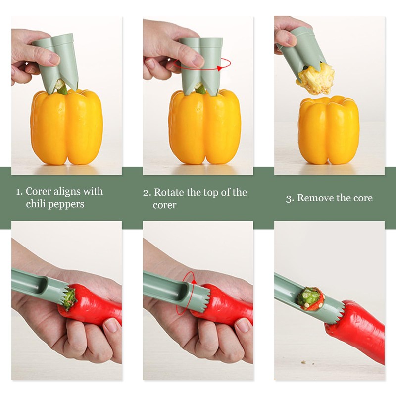 2-in-1 Pepper Corer and Jalapeno Corer Tool - Efficient Bell