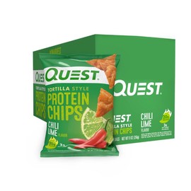 Quest Tortilla Style Protein Chips with 20g of Protein, Chili Lime Flavor, 1.1 Oz Bags, 8 Count