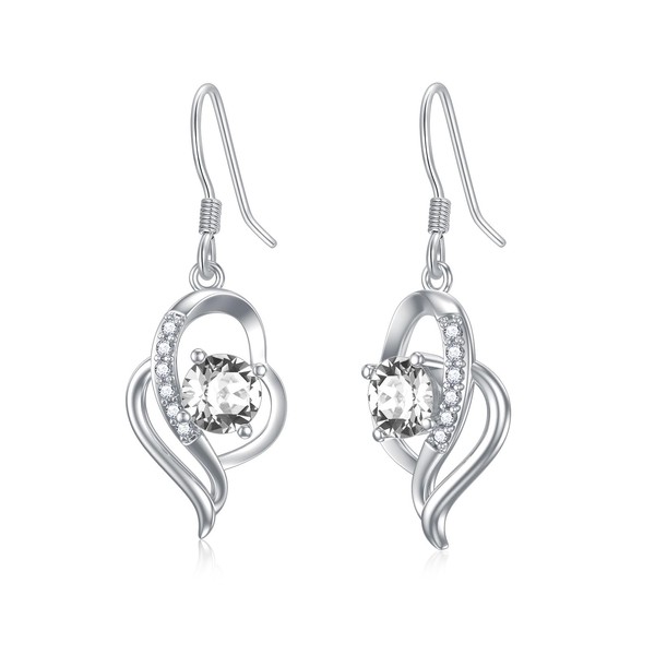 Seiyang Sterling Silver Crystal Dangle Drop Earrings April Birthstone Dangle
