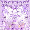 Purple Bow Birthday Party Decorations Purple Bow Happy Birthday Banner