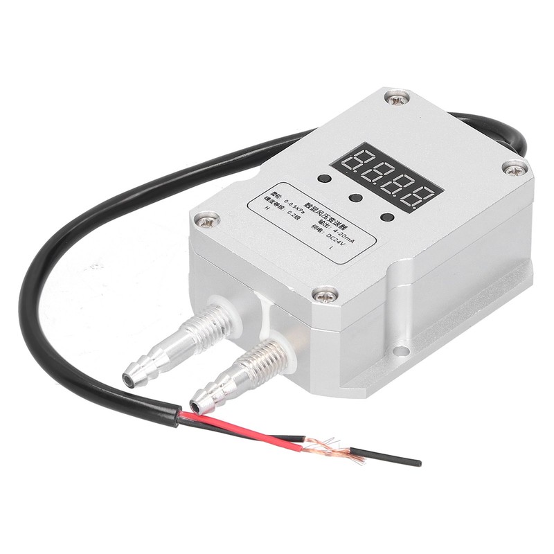 Differential Pressure Transmitter 0‑0.5kpa Digital Display Wind Detection Silver 4‑20mA