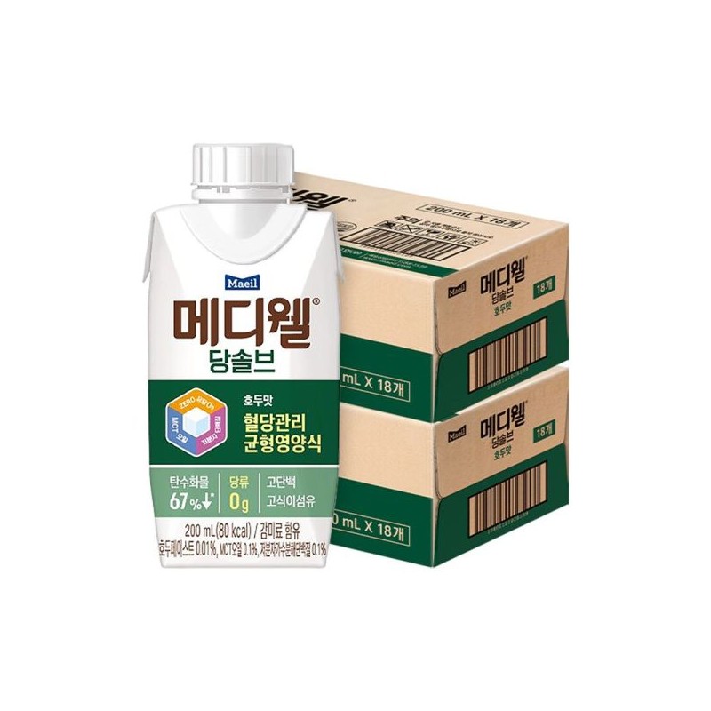 Mediwell 메디웰 당솔브 호두맛 200ml 36팩(18입 2박스) Mediwell Dangsulb Walnut