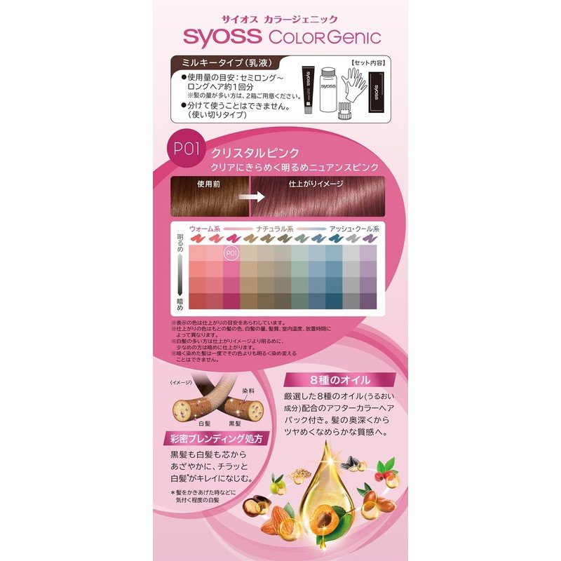 Sios Colorgenic Milky Hair Color P01 Crystal Pink 2P +