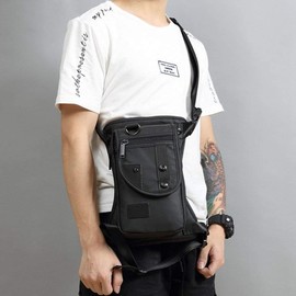 XUELILEU - Riñonera de lona para viajes al aire última intervensión para hombres y mujeres, táctica militar para motociclismo, múltiples bolsillos, bolsa de pierna caída, color negro, 4-negro, Una