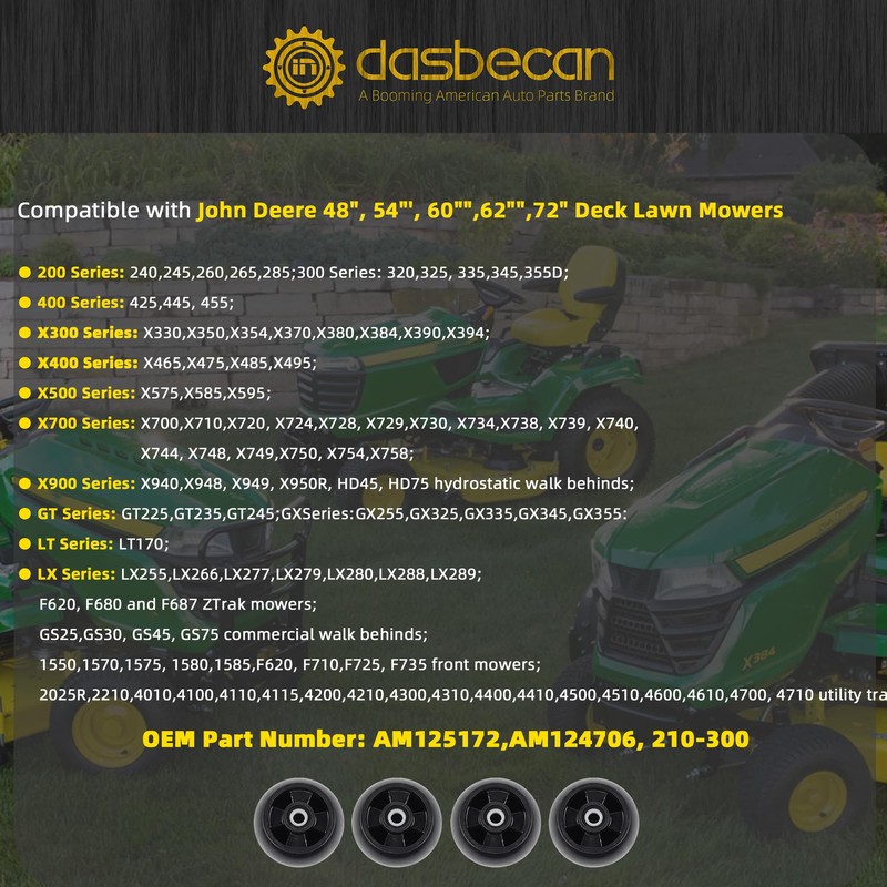 Dasbecan AM125172 Deck Gage Wheels Kit Compatible with John Deere