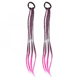 SATPULOT Wig, Hair Extensions, Braided, Kids, Gradient, Ponytail, Colorful, Point Wig, Kids Extensions, Hair Extensions, Hip Hop, Colorful, Hair Extensions, One-Touch, Kids, Dance, Recitals, Easy Installation, Set of 2