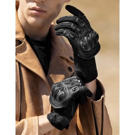 INBIKE Protective Motorcycle Riding Gloves for Men Carbon Fiber Touch Screen Joint Support TPR Finger Pads Black X-Large