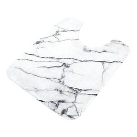 ALAZA White Marble Texture U Shape Toilet Bath Mat for Bathroom Contour Rug Carpet, Fluffy & Absorbent Fluffy Absorbent & Machine Washable