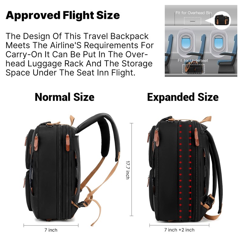 MOLNIA Expandable Laptop Backpack, 3 in 1 Laptop Bag, 17.3