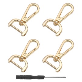 sourcing map 4Pcs Swivel Clasps Hook, 20mm(3/4 Inch) D Ring Detachable Snap Hook Metal Lobster Claw Clasp Hook with Screwdriver for Purse Making Keychain, Gold