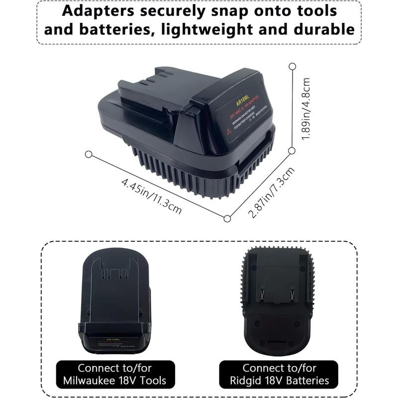This adapter allows Ridgid AEG 18V lithium batteries to be
