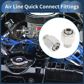 INFINAUTO Push to Connect Air Fittings 3/8" Male Thread Air Line Quick Connector Nickel-Plated Copper 1/8" BSPT 2 Pcs Silver Tone