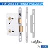 XFORT® Satin Chrome Bathroom Lock 75mm for Internal Wooden Doors,