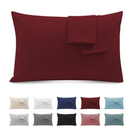 Cushion Cover 50 x 90 cm (Set of 2) – Microfibre Cushion Cover with Zip – Pillow Case Soft and Breathable – Burgundy