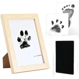 Baoyemes Baby Handprint and Footprint Ink Kit with a Stand Photo Frame, Pet Baby Wash-Free Footprints Non-Toxic for Anniversary (Blue)