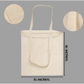 Lenenz Tote Bags Bulk - 100% Cotton Reusable Shopping Bags - 6 & 12 Pack Grocery Bags Reusable Shopping Bags - Tote Bags for Women 15 x 16