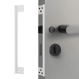 MOSECYOU Door Latch Shield Plate Grayish White, Outward Door Security Protector, Door Latch Guard, Cover The Gap Between Door Lock and Door Frame (11 in. - 1pack)