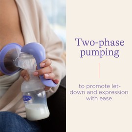 Lansinoh Manual Breast Pump Single Breastfeeding Milk Breastpump, ComfortFit breast cushion, Let-down and expression customisable pumping modes, convenient & portable travel