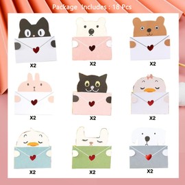 18 Pieces Cute Animals Greeting Cards Assortment Cartoon Animals Greeting Card, Cute Memo Card Lovely Message Card Business Card Thank You Card Birthday Card Mothers Day Card Letter Writing Card Invitation Card Cartoon Child with Envelopes