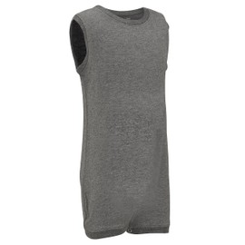 Kaycey Popper Vest Sleeveless Bodysuit With Crotch Snap Closure, Adaptive Clothing for Adults and Big Kids with Special Needs, Soft Cotton, Large, Grey