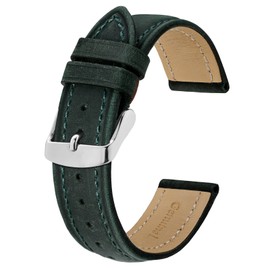 BISONSTRAP Watch Strap 18mm, Vintage Leather Replacement Watch Band, Green