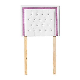Tavira Allure College Dorm Headboard - White with Purple Crystal Border - with Legs