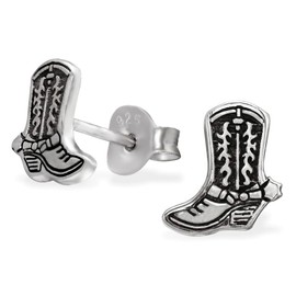 Cowboy Boots 925 Sterling Silver Boots Stud Earrings, Dainty Piercing Jewelry