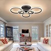 Shine LUEST 6 Rings Black Modern LED Ceiling Light Fixture,