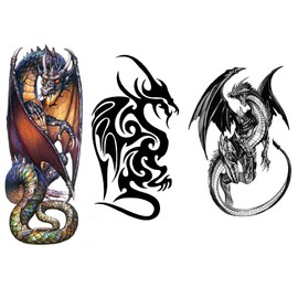 Nirbffo Tattoo Stickers Dragon Tattoos Sticker Transferable Tattoo Stickers Three Types Total Six Sheets