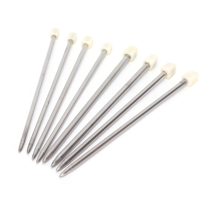 22Pcs Knitting Needles Stainless Steel Straight Single Pointed HandMade Wool