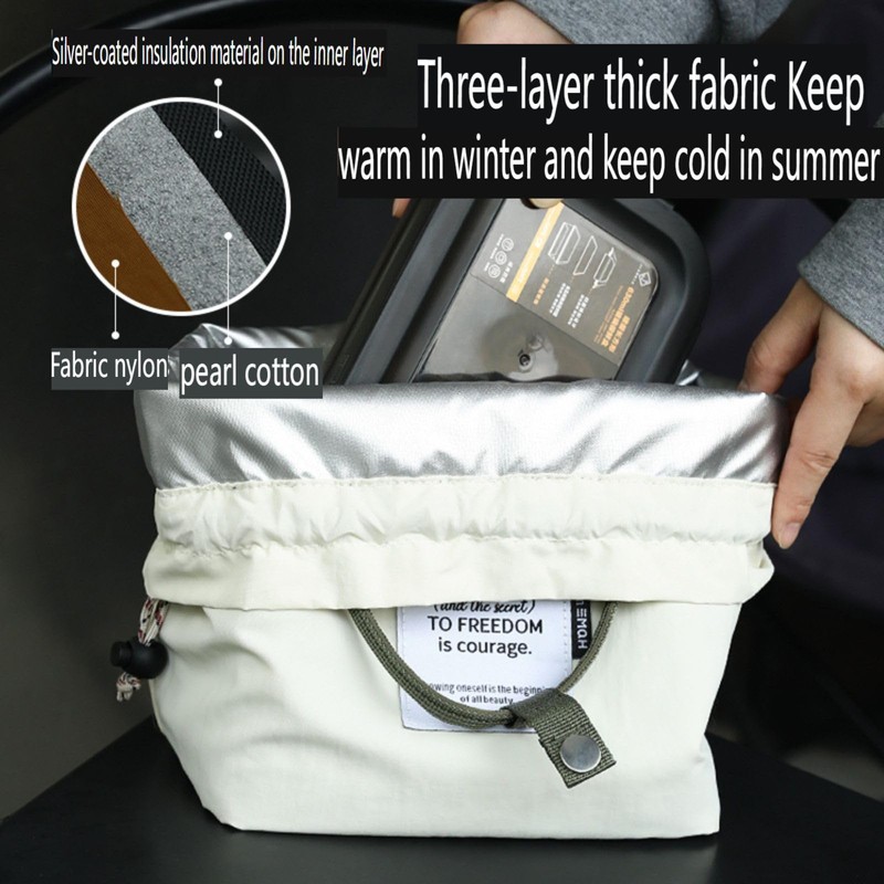 Japanese Style Bento Bag Portable Insulated Lunch Bag with Drawstring