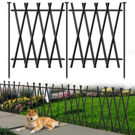 Metal Decorative Garden Fence 24" H x 24" W (10 Panels, 20 Ft Total) Rustproof Animal Barrier No Dig Decorative Fencing for Dogs,Pet, Yard,& Patio, Landscape, Border，Easy Installation