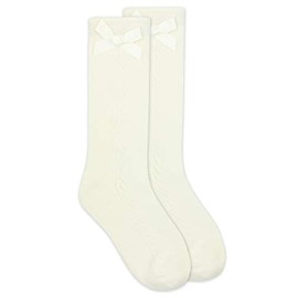 Jefferies Socks Girls' Knee High 1 Pack Dress Sock, Ivory, X-Small US
