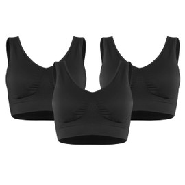 Fabio Farini - Seamless Sports Bra Bustier Pack of 1 and 3 Seamless without Underwire, Non-Wired, 3x Black