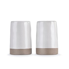 DEMDACO Gather Round Modern Design Trendy White 2 x 3 Stoneware Salt And Pepper Shaker Set