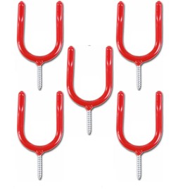 SISI UK® Tool Storage Shed Garage Hook Plastic Coated - Red (Pack 5)