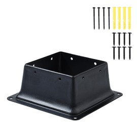 4" x 4" Post Base, 1 Pcs Post Brackets Inner Size 3.9"x3.9" Wood Fence Post Anchor Heavy Duty Powder-Coated Steel Post Bracket for Wood Deck Porch Railing Pergola Mailbox Support (1 Pcs)