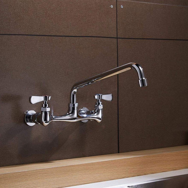 Commercial Kitchen Faucet Wall Mount with 8 Inch Swivel Spout
