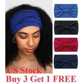 Unbranded  Wide Headband Women Hair  Bow knot Turbans Head Band Make-up Sports Running - Pink