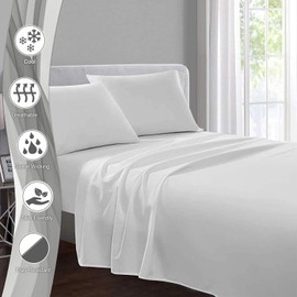 Pizuna Soft 600 Thread Count Cotton Full Flat Sheets White 1pc, 100% Long Staple Pure Cotton, Smooth Sateen Flat Sheet Bed fit Upto 16 inch Deep Pockets (100% Cotton Deep Flat Sheets Full)