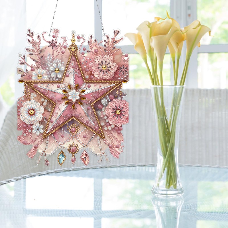 Amiiba Diamond Painting Hanging Kit Pink Starfish, 5D Diamond Art