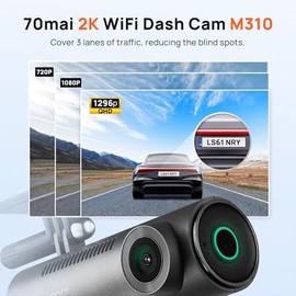 70mai 70mai 2K Wifi Dash Cam M310, Smart Voice command 1296P QHD Dash Camera for Cars, WDR, Superior Night Vision, 24H Parking monitor with APP control, Time-Lapse recording, Collision detection
