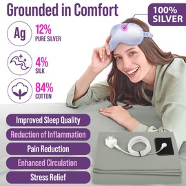 Earth Grounding Sheets Queen Size with 12% Silver Fiber & 4% Silk & 84% Cotton - Green - SGS Quality Certified Grounded Well Bed Sheet - Conductive Fitted Sheet for Better Sleep