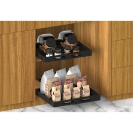 Expandable Pull Out Cabinet Organizer 17" Deep, Adhesive Pull Out Drawers For Cabinets 13.4"W - 19.7"W, No Drill Pull Out Cabinet Organizer Expandable, Expandablet Drawer For Kitchen, Pantry, Bathroom