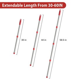 HiBaBy 4-Section Spin Mop Replacement Handle- 2.5-5 Foot Mop Replacement Stick Only Compatible with Ocedar Mop Handle EasyWring (Mops Head & Base Not Included)